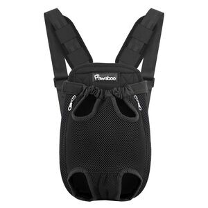 Pawaboo Pet Carrier Backpack, Adjustable Pet Front Cat Dog Carrier black medium